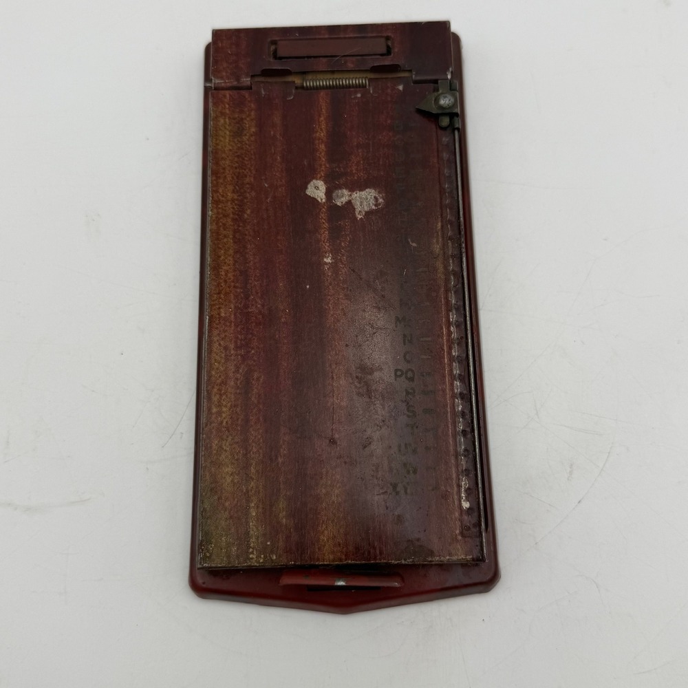 Vintage Bates List Finder Model A Metal Address Phone Directory Faux Wood Grain